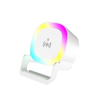 Enceinte avec éclairage RGB 4 en 1, chargeur sans fil 15W et support pour téléphone