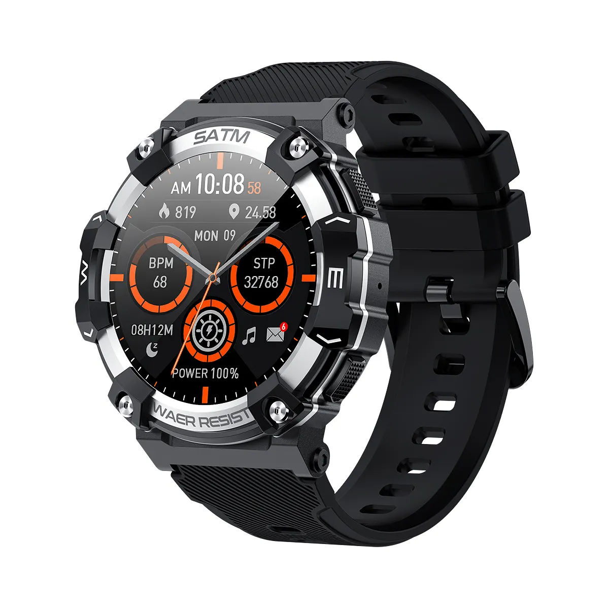 Pg666 1.39 Inch Outdoor Sport Smart Watch Ip68 Waterdicht Telefoontje Bloeddruk Hartslag Fitness Kompas Usb Wifi Ios