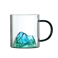 Verre à vin en verre borosilicate de haute qualité personnalisé en usine avec un design de montagne 3D japonais, ensemble luxueux vintage de 3 pièces