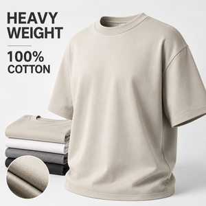 เสื้อยืดหนาน้ำหนักมาก ผ้าฝ้าย 100% เสื้อยืดโอเวอร์ไซส์ผู้ชาย ผ้าหนา สไตล์ลำลอง สตรีทแวร์ รับทำโลโก้ตามสั่ง ผู้ผลิตเสื้อผ้า OEM - Product Image 1