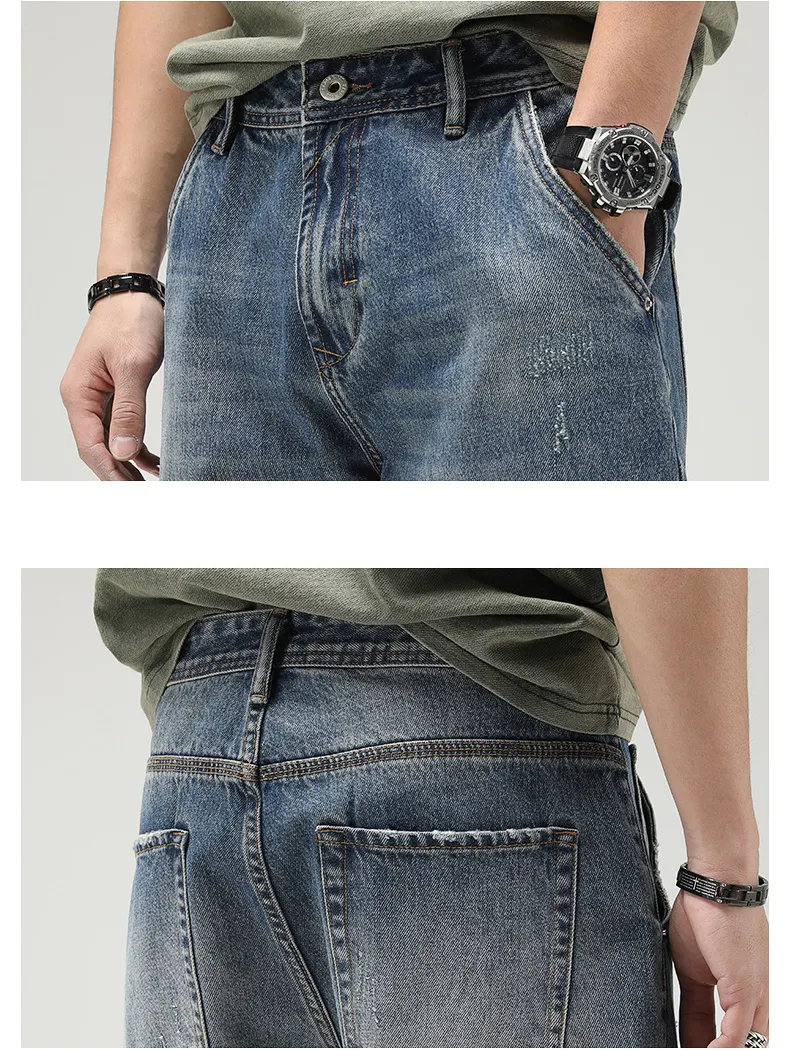 Оптовая продажа, модные прямые мужские джинсы больших размеров
