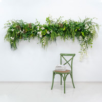 Guirlande de fleurs artificielles blanches et vertes, faite à la main, durable, personnalisable, en soie, pour décoration d'arche de mariage