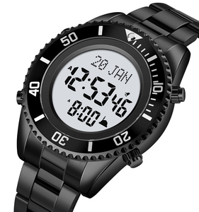 SKMEI 2141 럭셔리 잼 tangan reloj 디지털 hombre 방향 이슬람 나침반 qibla 시계 남성기도 시계 아잔 시계