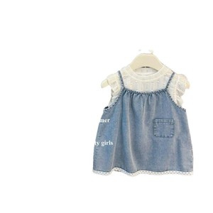 Tongxingyuan Girls Denim Dress Set Cap Sleeve Breathable Summer Skirt Outfit - Product Image 5