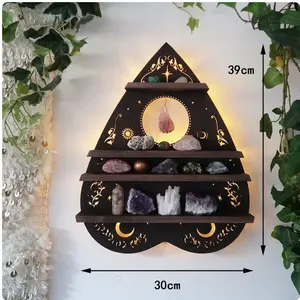 Scaffale da parete decorativo per camera da letto con mensola a farfalla luna luminosa in legno
