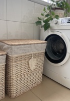 Panier de rangement en osier et rotin de fournisseurs bon marché avec couvercle pour solution d'organisation du linge