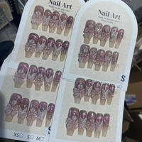 Uñas Postizas de Lujo con Diseño 3D de Flor de Hielo, Hechas a Mano, de Alta Calidad, Brillantes y Reutilizables para Uso Diario