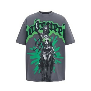 Camisetas de Hombre Lisas de Gran Gramaje, Negras, de Alta Calidad, Estilo Holgado, con Gráficos, de Gamuza, Personalizables con Bordado 3D - Product Image 4