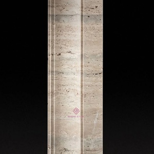 Manteau de cheminée Art Déco en travertin beige sur mesure, contour en pierre naturelle pour la conception d'intérieurs résidentiels et commerciaux - Product Image 3