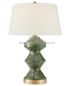 Beige Ceramic Vase Table <b>Lamp</b> with a White Linen Shade and 3-way <b>Switch</b> at Socket - Product Image 5