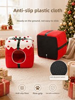 Cuccia per Animali Domestici a Forma di Scatola Regalo Natalizia, Semi-Chiusa e Calda, con Cuscino Rimovibile e Lavabile, Antiscivolo, Letto Invernale