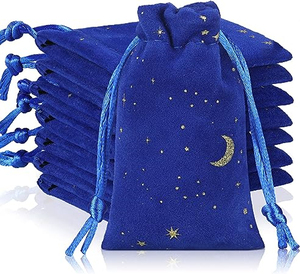Bolsas de Terciopelo con Cordones para Regalos, Bolsitas para Joyería con Diseño de Luna y Estrella, Bolsas de Almacenamiento Reutilizables a Prueba de Polvo - Product Image 1