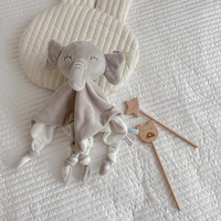 Doudou Lapin de Dessin Animé pour Bébé, Serviette de Sécurité en Forme de Tête d'Animal en Peluche Douce avec Anneau et Sonnette