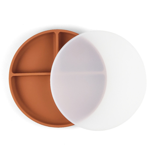 จานอาหารซิลิโคนพร้อมฝาปิดสำหรับเด็กปราศจากสาร BPA กันหก - Product Image 1