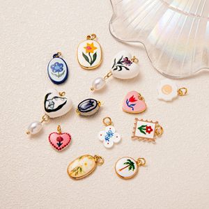 Pendentif DIY <span class=keywords><strong>en</strong></span> forme de <span class=keywords><strong>fleur</strong></span>, perle, œuf poché et cocotier, style europé<span class=keywords><strong>en</strong></span> et américain, pour bijoux fantaisie - Product Image 2