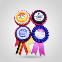 Ruban de récompense pour danseuses de cheerleading, personnalisé, coloré, de haute qualité, avec roses, badge, ruban en satin simple face avec logo