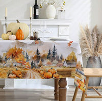 Nappe d'automne rectangulaire, Thanksgiving automne récolte bleu citrouille Buffalo Plaid couverture de Table pour fête pique-nique dîner décor