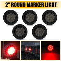 AUXITO 2 pouces, feux latéraux ronds à 9 LED rouges, avec passants, pour camions, UTV, remorques, fourgons, couvercle fumé, 5 pièces