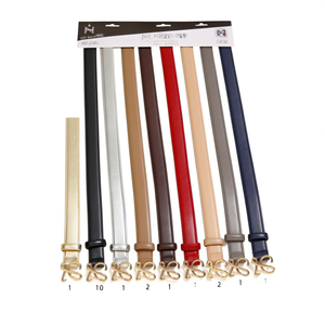 Cinturón de PU con hebilla de 3 cm para mujer, cinturón de vestir a la moda, delgado, con herrajes dorados - Product Image 3