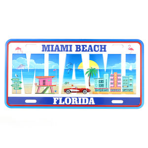 Fabricación de logotipo personalizado de metal de aluminio Placa de Número de coche Miami playa Placa de coche de recuerdo turístico - Product Image 6