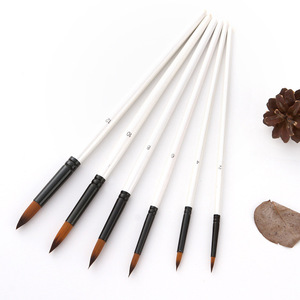 6Pcs Nghệ Sĩ Bàn Chải Thiết Lập Bằng Gỗ Màu Trắng Xử Lý Sơn Bàn Chải Cho Acrylic Màu Nước Sơn Dầu - Product Image 5