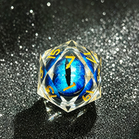 Dés polyédriques en résine, œil de dragon, noyau liquide, bords tranchants, faits à la main, lot de 7, écologiques, D20, jeu de dés pour Dungeons & Dragons, noir et bleu