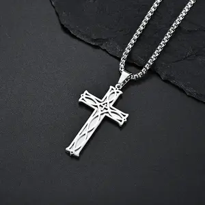 Cross-border e-commerce 2023 Hot Irish Cross Pendant Stainless Steel Simple Tide Men&#39;s and Women&#39;s Cross Necklace