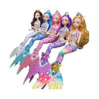 Mini Poupée Sirène en Plastique Tendance à Grands Yeux Dessin Animé avec Couronne