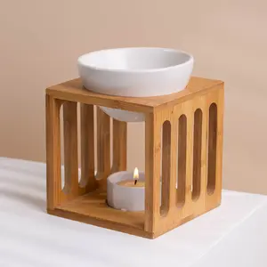 Aroma Diffuser Kaarshouder Zen Ornament Thuis Aromatherapie Thai Boeddha Hoofd Essentiële Bamboe Keramische Oliebrander