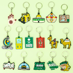 Porte-clés mousqueton 2D en caoutchouc PVC, série voyage Moyen-Orient tendance, avec carte du drapeau saoudien en relief, cadeau Ramadan, multifonction, Orange <span class=keywords><strong>Guy</strong></span> - Product Image 2