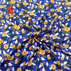 ผ้าฝ้ายออร์แกนิค Liberty ทอลายป๊อปลิน พิมพ์ลายดอกไม้สีเหลืองเล็กๆ สีน้ำเงินล้วน สำหรับชุดเดรสเด็กผู้หญิง สวมใส่สบายๆ - Product Image 5