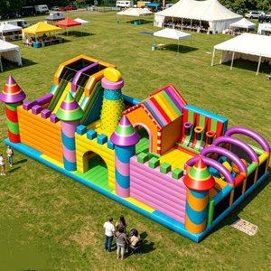 Château gonflable coloré pour parc d'attractions, aire de jeux sportive pour fêtes - Product Image 1