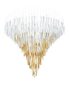 Lustre circulaire pour hôtels, éclairage d'escalier, lampe ronde luxueuse multi-anneaux dorée pour salons, hôtels - Product Image 4