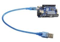 Câble USB Type-C bleu avec charge rapide 3A, conducteur en cuivre pur, blindage tressé pour Uno R4 25cm 2024
