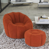 Canapé de luxe moderne confortable en tissu sable de grande taille Canapé de loisirs citrouille simple avec repose-pieds pouf