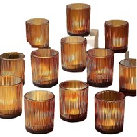 Portavelas Cilíndricos de Vidrio Borosilicato de Alta Calidad, 55x65mm, 100ml, Resistentes al Calor, Transparentes/Ámbar/Verdes/Marrones, Venta al Por Mayor