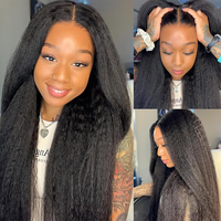 Extensions de cheveux synthétiques tressées au crochet, style Yaki Straight et Kinky Straight, perruque noire naturelle
