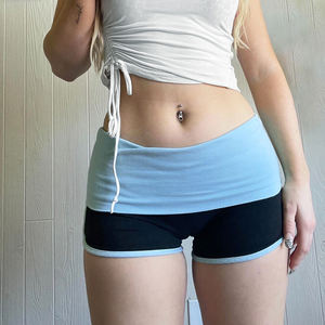 Shorts Cortos de Verano Ajustados, Casuales y Sexys con Estampado de Notas Musicales y Bloques de Color - Product Image 5