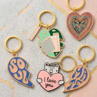 Porte-clés en métal émaillé vintage personnalisés et mignons, pendentifs pour couple, cadeau pour les amoureux, porte-clés en émail pour les âmes sœurs, breloques pour clés