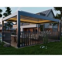 Persienne coulissante motorisée rétractable pour toit bioclimatique extérieur en acier Gazebos Pergola Pavilion-Cadre enduit de poudre