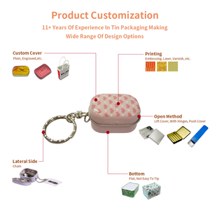 Caja de hojalata de alta calidad personalizada de 40*30*23mm, embalaje rectangular, lata de Metal, tapa abatible rosa, caja de hojalata, llavero para regalo - Product Image 4