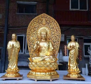 Gran templo al aire libre jardín religioso decorar tamaño real Metal bronce Buda escultura latón tailandés meditar estatuas de Buda dorado - Product Image 1