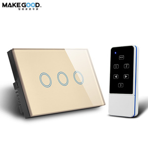 3gang nhà thông minh cảm ứng chuyển đổi từ xa pha lê Glass Bảng điều chỉnh Led cảm ứng nút thiết bị chuyển mạch với SAA chứng nhận <span class=keywords><strong>RF</strong></span> cảm ứng chuyển đổi ánh sáng - Product Image 2