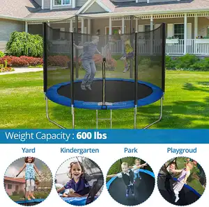 10ft Outdoor Trampoline With Net Safty Secured Recreational Trampoline