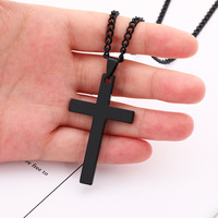 BINSHUO croix pendentif collier en acier inoxydable bijoux mode minimaliste fer chaîne or jésus croix pendentif collier pour hommes
