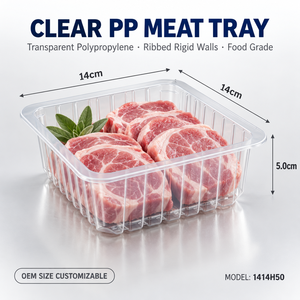 Barquette d'emballage carrée personnalisée OEM pour viande 14x14x5cm, en plastique PP transparent de qualité alimentaire, pour l'affichage de viande fraîche (porc, bœuf) en <span class=keywords><strong>boucherie</strong></span>, vente en gros - Product Image 6