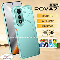 POVA7 Pro 16G+1TB Android 15 7.3 Pouces Global 5G Téléphone Portable Grand Écran Reconnaissance d'Image IA Smartphone Cellulaire LTE