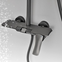 Ensemble de douche mural HONGDEC gris anthracite, 3 fonctions, kit de douche à effet pluie, mitigeur monocommande chaud/froid pour salle de bain