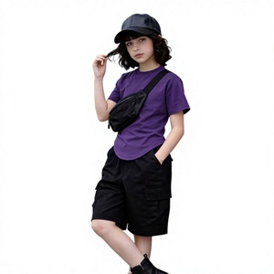 T-shirts décontractés à manches courtes et col rond pour filles, couleur unie, 100 % coton écologique, teinture unie, plusieurs couleurs, style chinois - Product Image 4