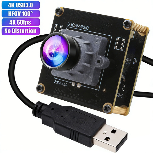 UVC 4K 60FPS USB 3.0 Camera Module Low Distortion 100° Wide Angle High Speed Plug and Play Industrial Camera for AI Vision